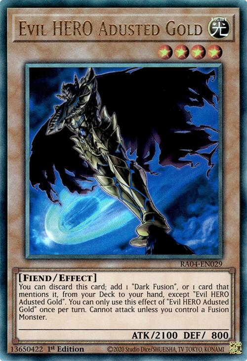 Evil HERO Adusted Gold [RA04-EN029] Prismatic Ultimate Rare | Shuffle n Cut Hobbies & Games