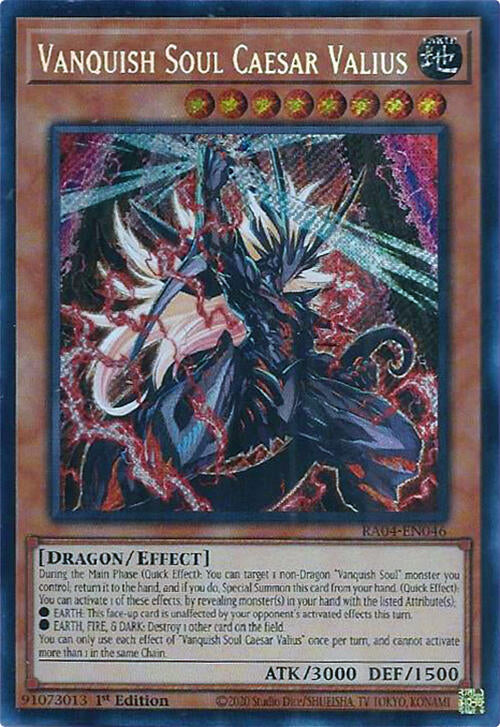 Vanquish Soul Caesar Valius [RA04-EN046] Secret Rare | Shuffle n Cut Hobbies & Games