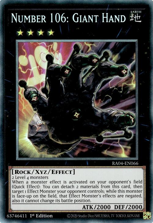 Number 106: Giant Hand [RA04-EN066] Prismatic Collector's Rare | Shuffle n Cut Hobbies & Games