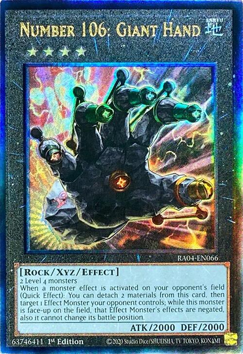 Number 106: Giant Hand [RA04-EN066] Prismatic Ultimate Rare | Shuffle n Cut Hobbies & Games