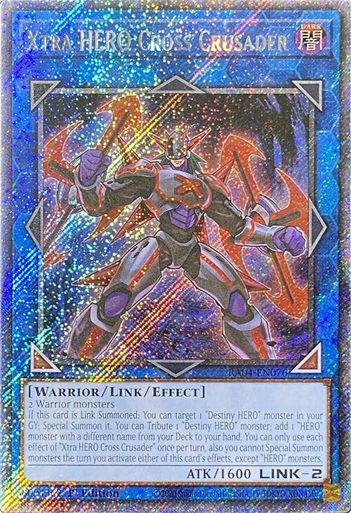 Xtra HERO Cross Crusader [RA04-EN076] Platinum Secret Rare | Shuffle n Cut Hobbies & Games