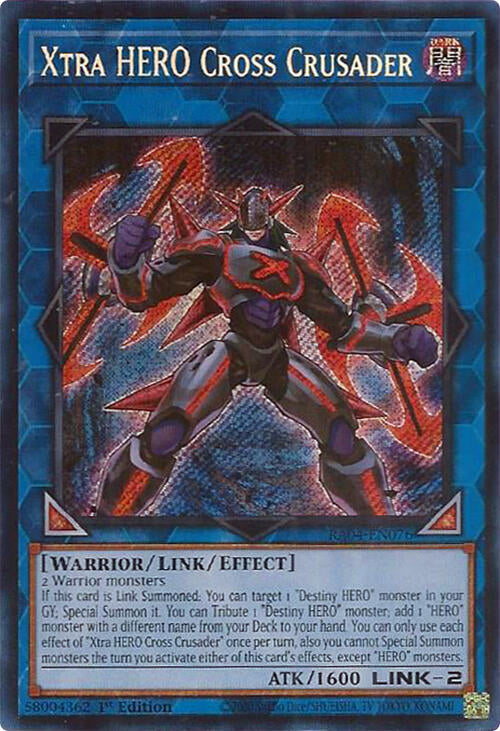 Xtra HERO Cross Crusader [RA04-EN076] Secret Rare | Shuffle n Cut Hobbies & Games