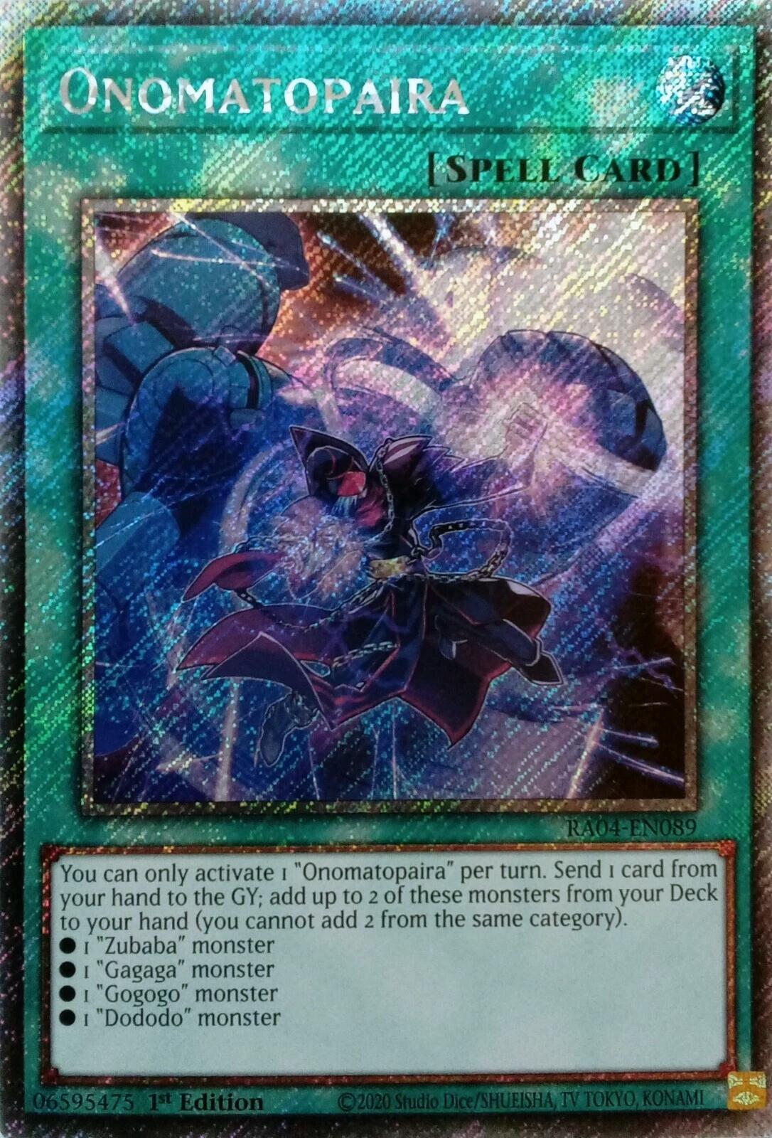 Onomatopaira [RA04-EN089] Platinum Secret Rare | Shuffle n Cut Hobbies & Games