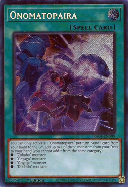 Onomatopaira [RA04-EN089] Secret Rare | Shuffle n Cut Hobbies & Games