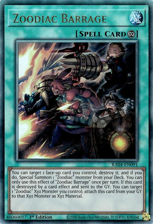 Zoodiac Barrage [RA04-EN091] Prismatic Ultimate Rare | Shuffle n Cut Hobbies & Games