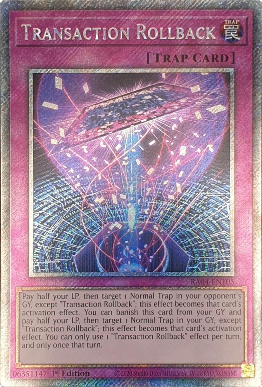 Transaction Rollback [RA04-EN105] Platinum Secret Rare | Shuffle n Cut Hobbies & Games