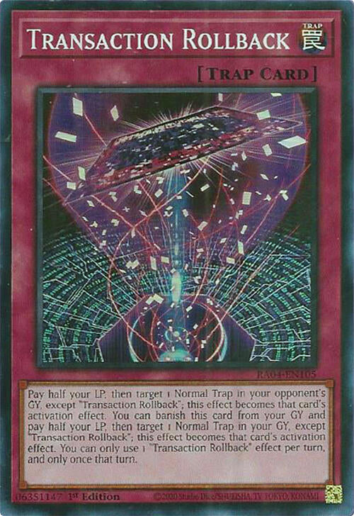 Transaction Rollback [RA04-EN105] Super Rare | Shuffle n Cut Hobbies & Games
