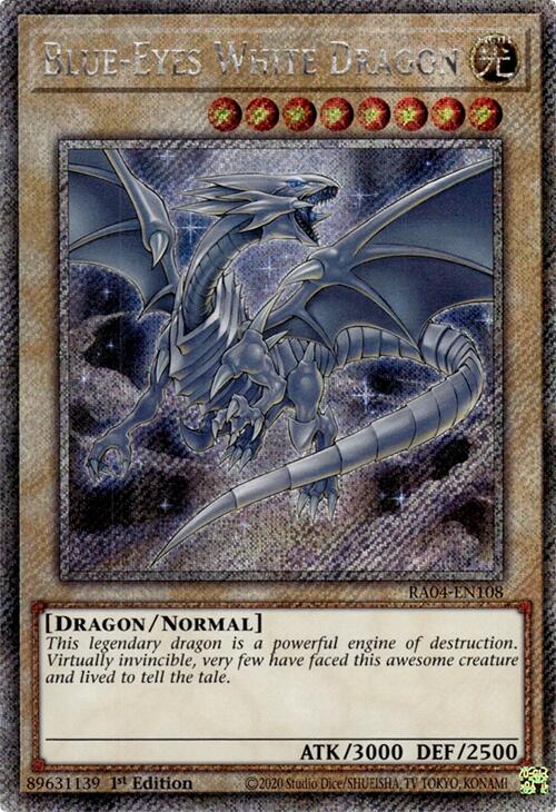Blue-Eyes White Dragon (8th Art) [RA04-EN108] Platinum Secret Rare | Shuffle n Cut Hobbies & Games