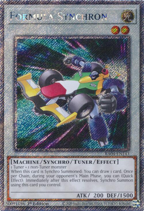 Formula Synchron [RA04-EN143] Platinum Secret Rare | Shuffle n Cut Hobbies & Games