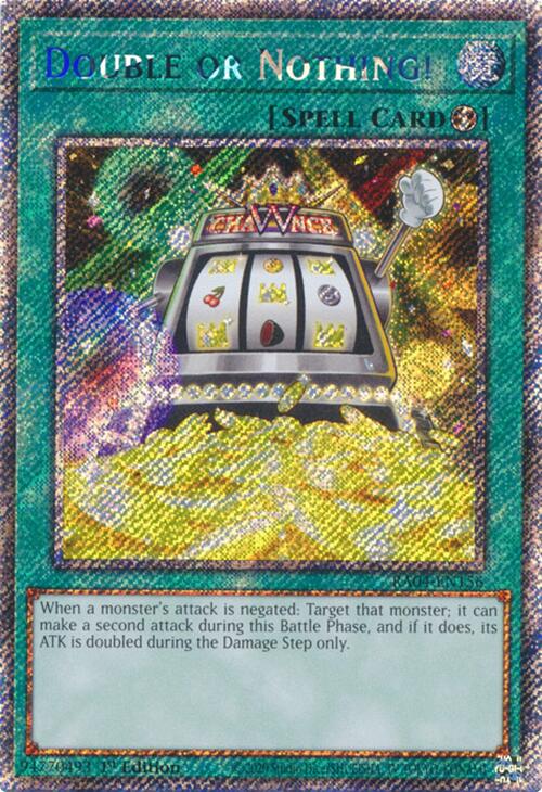 Double or Nothing! [RA04-EN156] Platinum Secret Rare | Shuffle n Cut Hobbies & Games