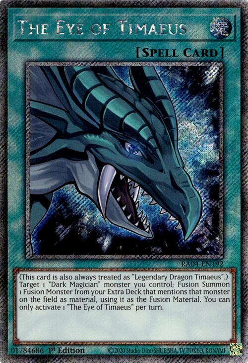 The Eye of Timaeus [RA04-EN192] Platinum Secret Rare | Shuffle n Cut Hobbies & Games