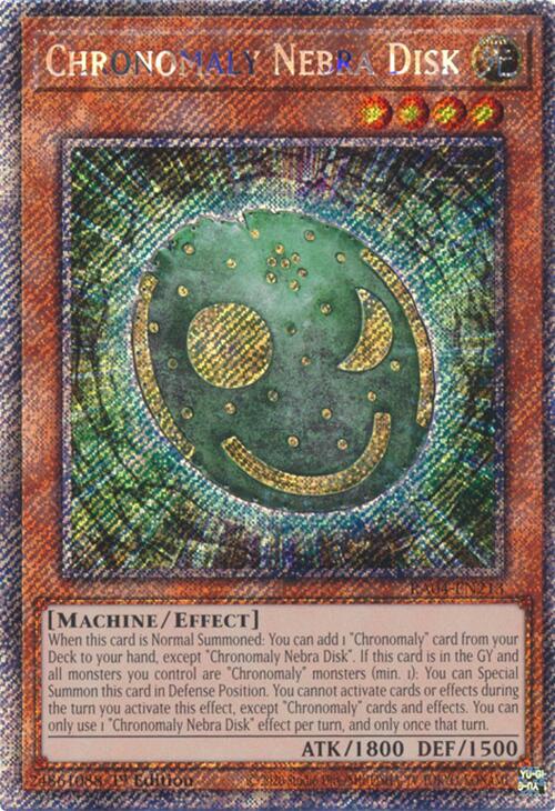 Chronomaly Nebra Disk [RA04-EN213] Platinum Secret Rare | Shuffle n Cut Hobbies & Games