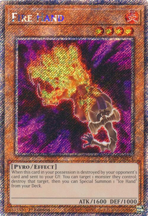 Fire Hand [RA04-EN224] Platinum Secret Rare | Shuffle n Cut Hobbies & Games