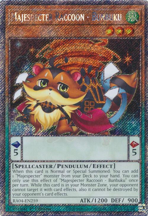 Majespecter Raccoon - Bunbuku [RA04-EN259] Platinum Secret Rare | Shuffle n Cut Hobbies & Games