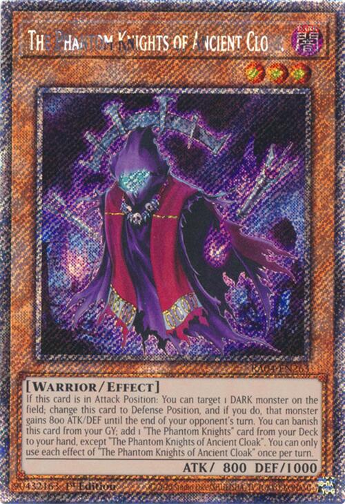 The Phantom Knights of Ancient Cloak [RA04-EN263] Platinum Secret Rare | Shuffle n Cut Hobbies & Games