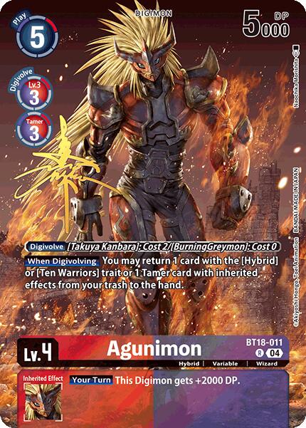 Agunimon [BT18-011] (Rare Pull) [World Convergence] | Shuffle n Cut Hobbies & Games