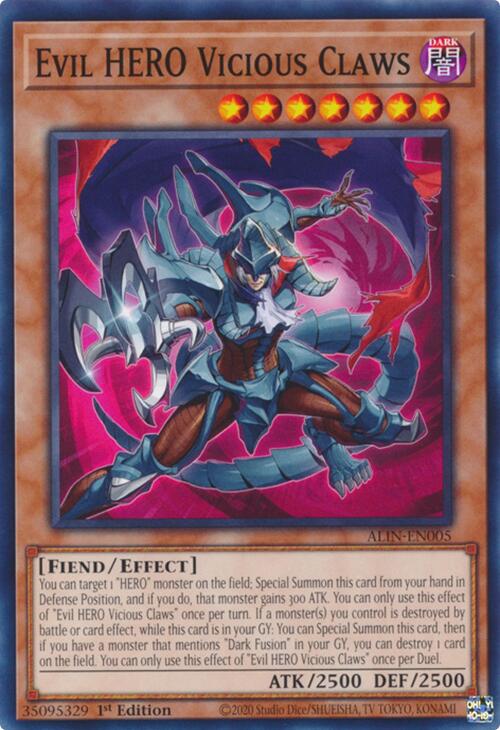 Evil HERO Vicious Claws [ALIN-EN005] Common | Shuffle n Cut Hobbies & Games