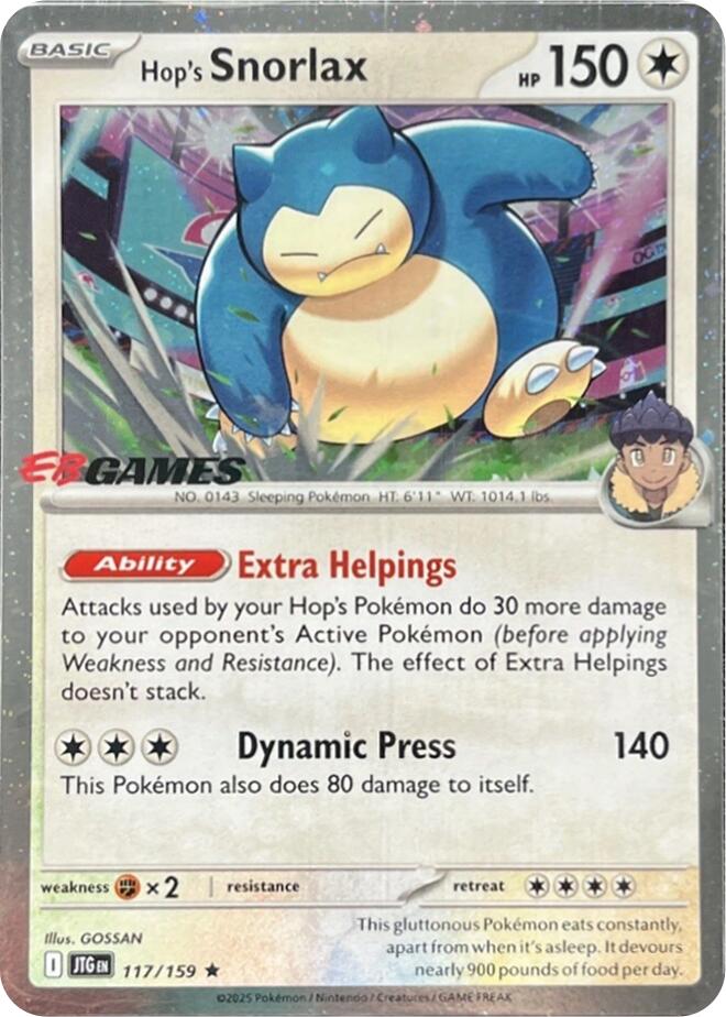 Hop's Snorlax (117/159) (EB Games) (Cosmos Holo) [Scarlet & Violet: Journey Together] | Shuffle n Cut Hobbies & Games