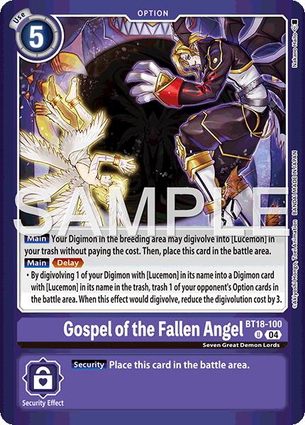 Gospel of the Fallen Angel [BT18-100] (Limited Card Pack -Billion Bullet-) [Limited Card Pack -Billion Bullet-] | Shuffle n Cut Hobbies & Games