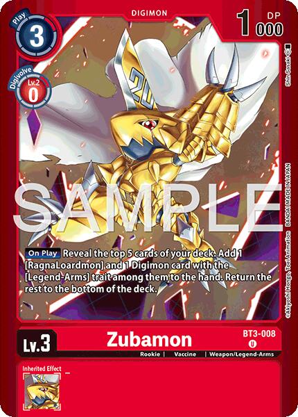 Zubamon [BT3-008] (Limited Card Pack -Billion Bullet-) [Limited Card Pack -Billion Bullet-] | Shuffle n Cut Hobbies & Games