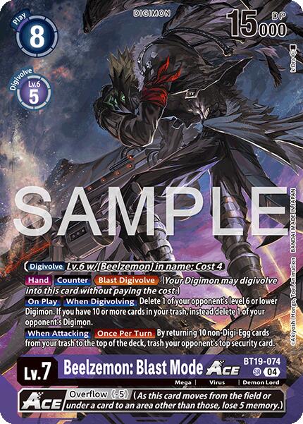 Beelzemon: Blast Mode ACE [BT19-074] (Limited Card Pack -Billion Bullet-) [Limited Card Pack -Billion Bullet-] | Shuffle n Cut Hobbies & Games