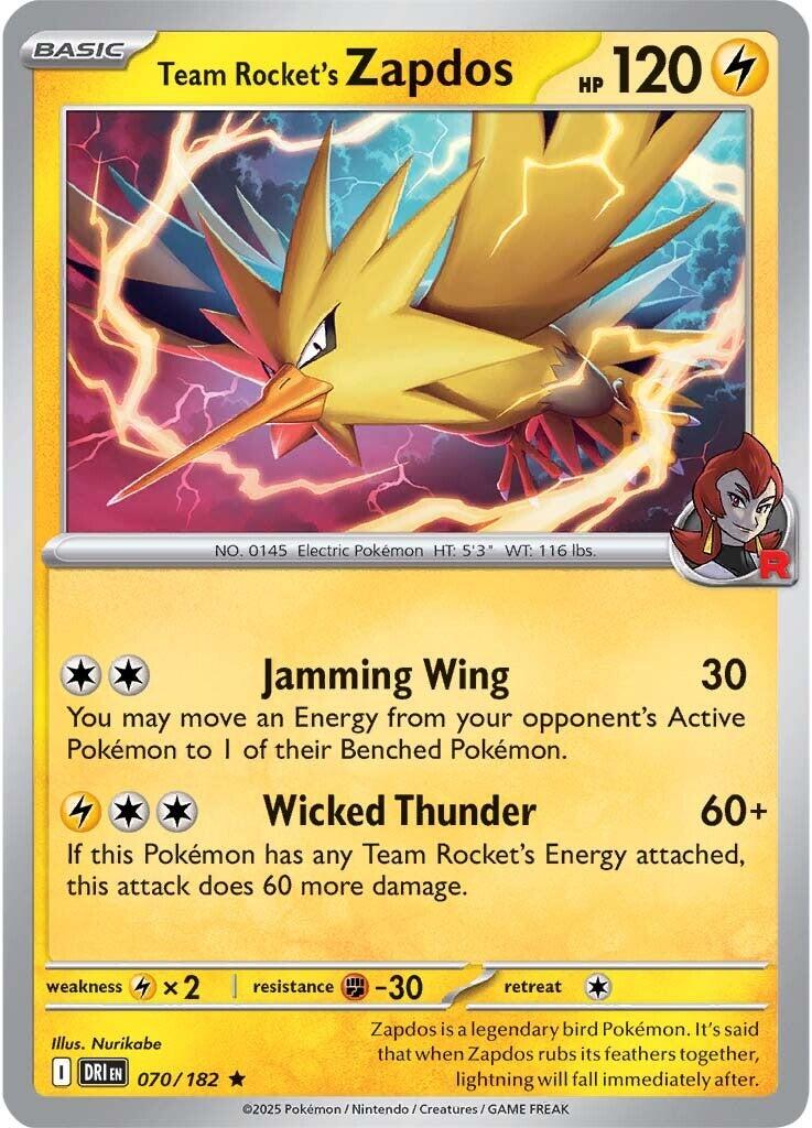 Team Rocket's Zapdos (070/182) [Scarlet & Violet: Destined Rivals] | Shuffle n Cut Hobbies & Games