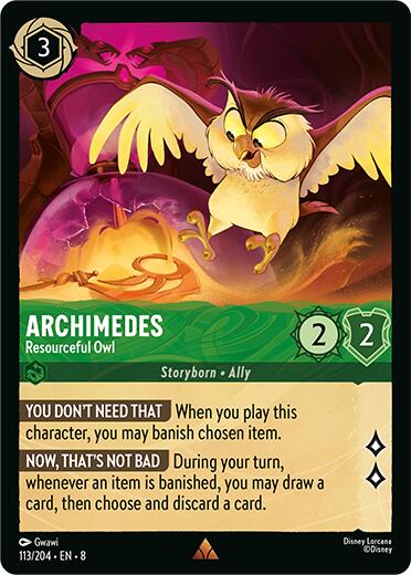 Archimedes - Resourceful Owl (113/204) [Reign of Jafar] | Shuffle n Cut Hobbies & Games