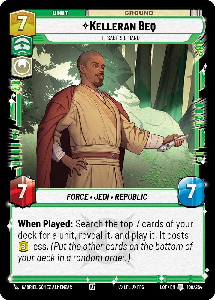Kelleran Beq - The Sabered Hand (100/264) (100/264) [Legends of the Force] | Shuffle n Cut Hobbies & Games
