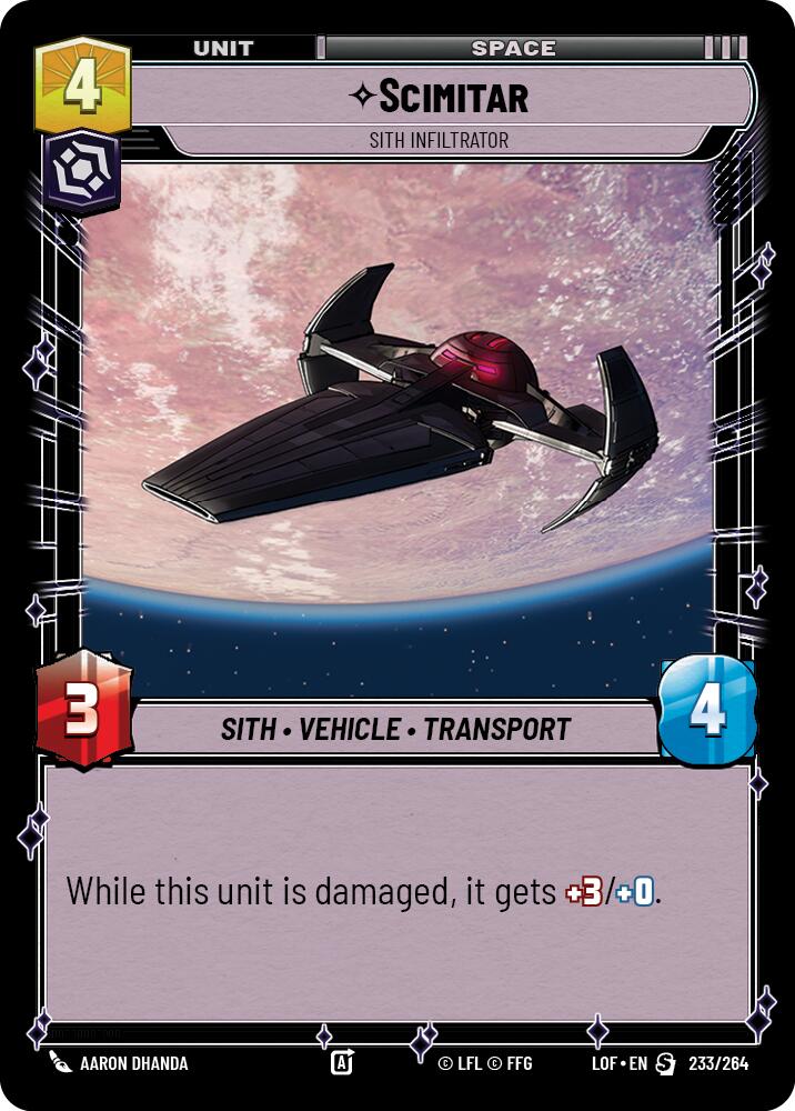 Scimitar - Sith Infiltrator (233/264) (233/264) [Legends of the Force] | Shuffle n Cut Hobbies & Games