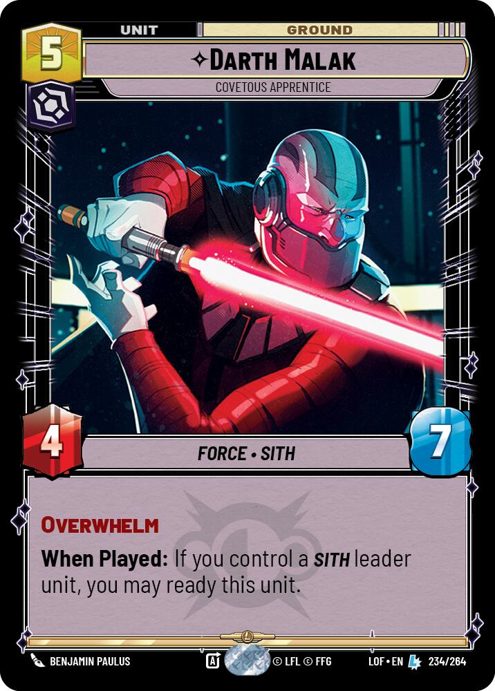 Darth Malak - Covetous Apprentice (234/264) (234/264) [Legends of the Force] | Shuffle n Cut Hobbies & Games
