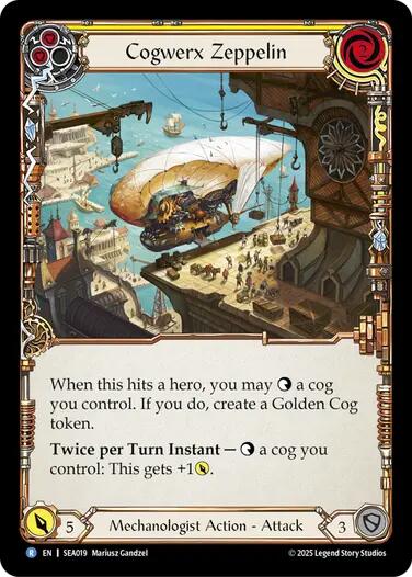 Cogwerx Zeppelin (Yellow) [SEA019] (High Seas)  Rainbow Foil | Shuffle n Cut Hobbies & Games