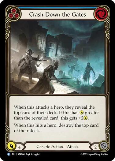 Crash Down the Gates (Blue) [SEA200] (High Seas)  Rainbow Foil | Shuffle n Cut Hobbies & Games