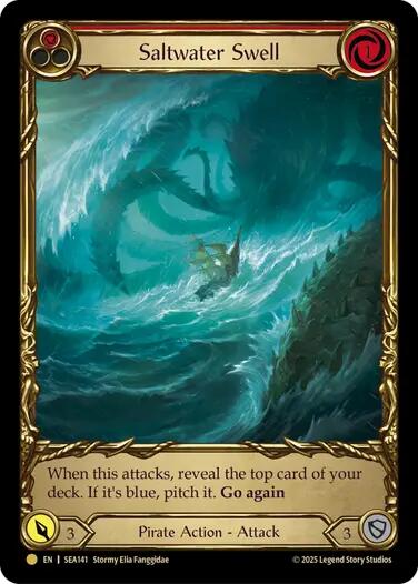 Saltwater Swell (Red) (Treasure) [SEA141] (High Seas)  Cold Foil | Shuffle n Cut Hobbies & Games
