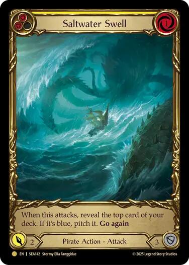 Saltwater Swell (Yellow) (Treasure) [SEA142] (High Seas)  Cold Foil | Shuffle n Cut Hobbies & Games
