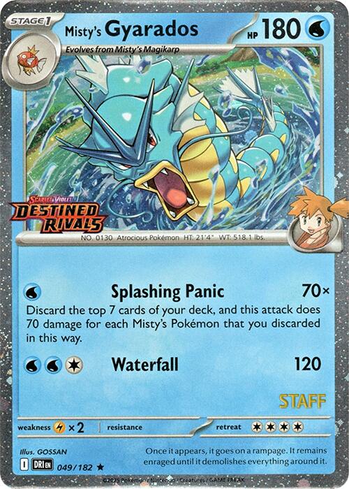 Misty's Gyarados (049/182) (Prerelease Staff) [Scarlet & Violet: Destined Rivals] | Shuffle n Cut Hobbies & Games