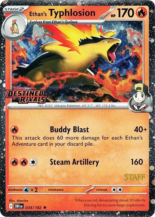 Ethan's Typhlosion (034/182) (Prerelease Staff) [Scarlet & Violet: Destined Rivals] | Shuffle n Cut Hobbies & Games
