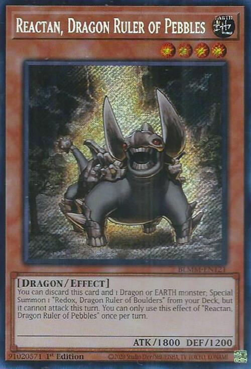 Reactan, Dragon Ruler of Pebbles [BLMM-EN121] Secret Rare | Shuffle n Cut Hobbies & Games