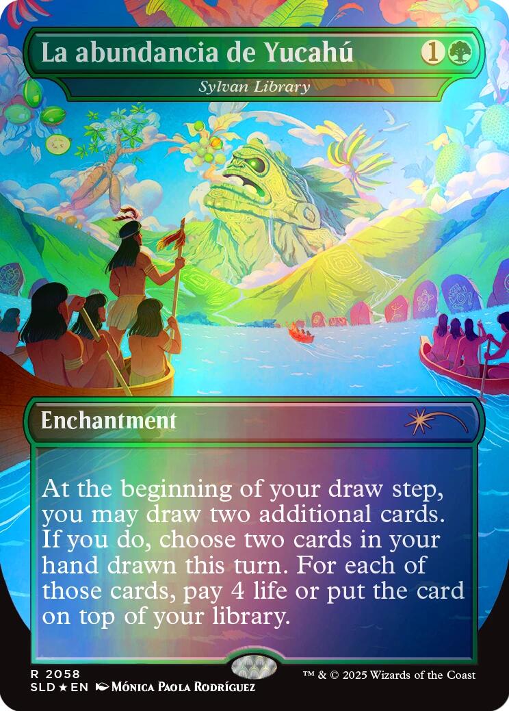 La abundancia de Yucahu - Sylvan Library (Rainbow Foil) [Secret Lair Drop Series] | Shuffle n Cut Hobbies & Games