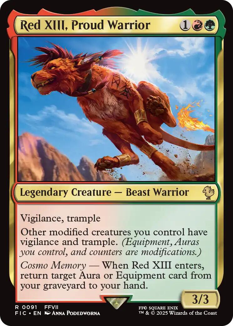 Red XIII, Proud Warrior (Surge Foil) [FINAL FANTASY Commander] | Shuffle n Cut Hobbies & Games
