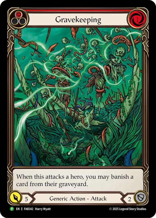 Gravekeeping (Red) [FAB342] (Promo)  Rainbow Foil | Shuffle n Cut Hobbies & Games