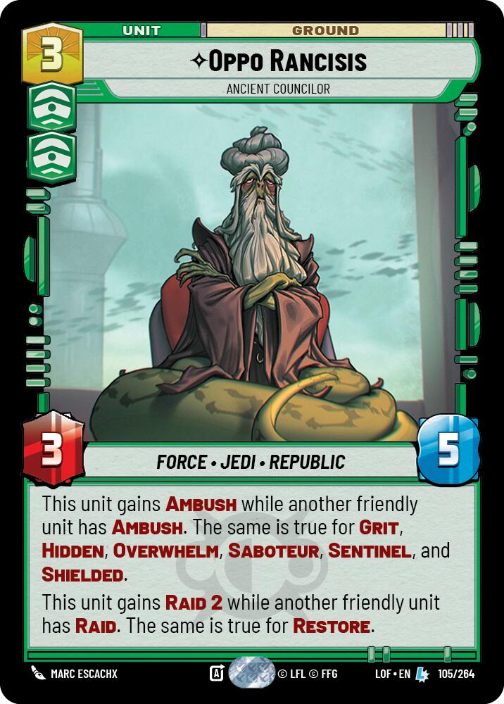 Oppo Rancisis - Ancient Councilor (105/264) (105/264) [Legends of the Force] | Shuffle n Cut Hobbies & Games