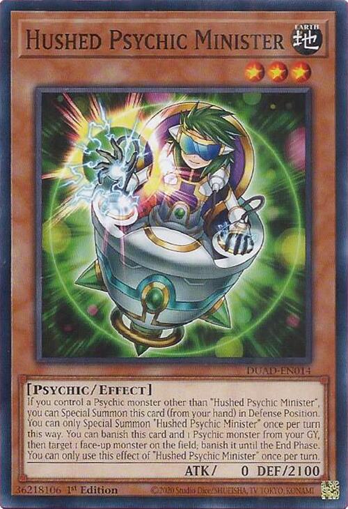 Hushed Psychic Minister [DUAD-EN014] Common | Shuffle n Cut Hobbies & Games