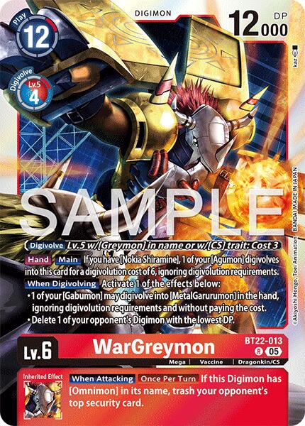 WarGreymon [BT22-013] [Cyber Eden] | Shuffle n Cut Hobbies & Games