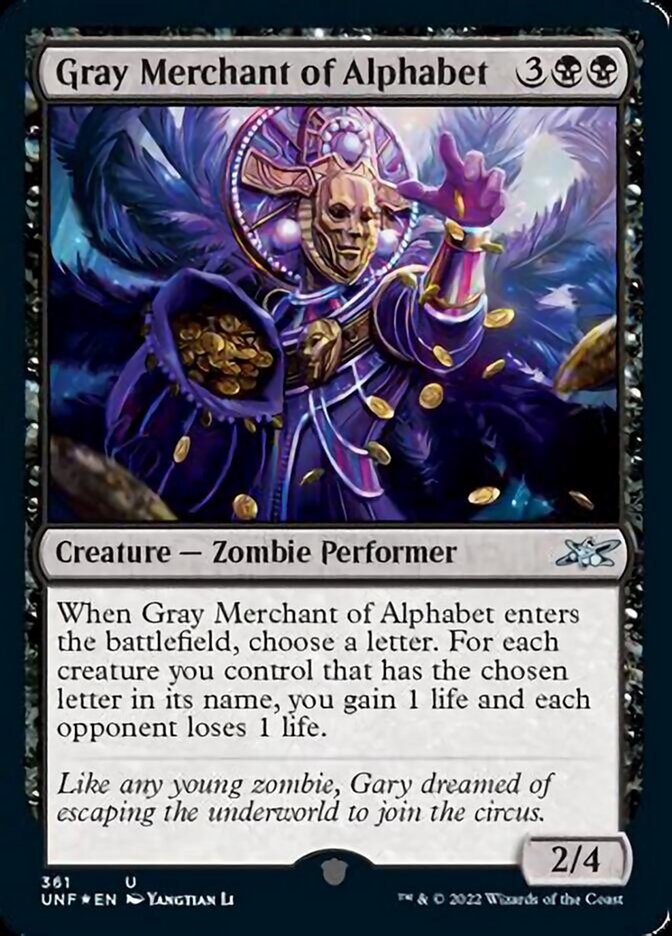 Gray Merchant of Alphabet (Galaxy Foil) [Unfinity] | Shuffle n Cut Hobbies & Games