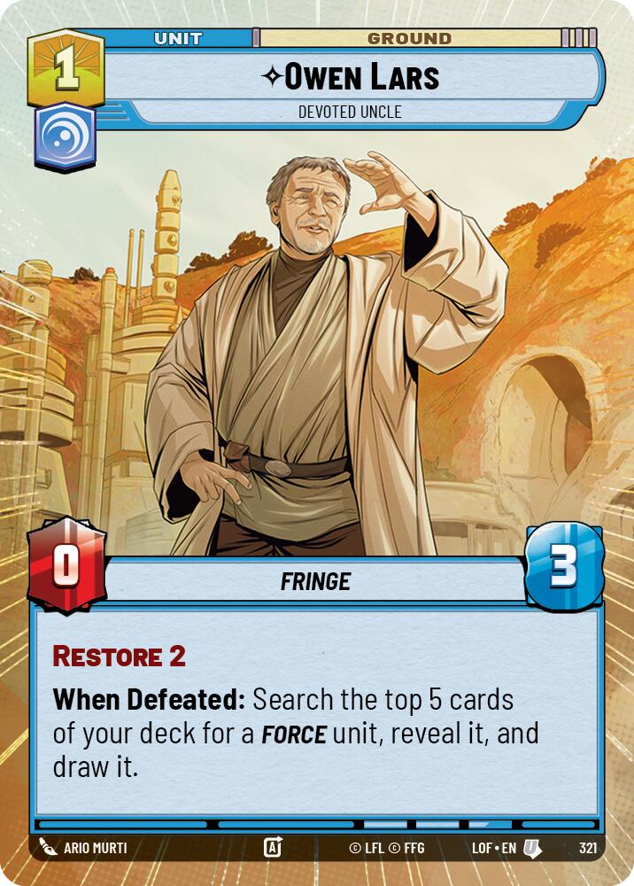 Owen Lars - Devoted Uncle (321) (Hyperspace) (321) [Legends of the Force] | Shuffle n Cut Hobbies & Games