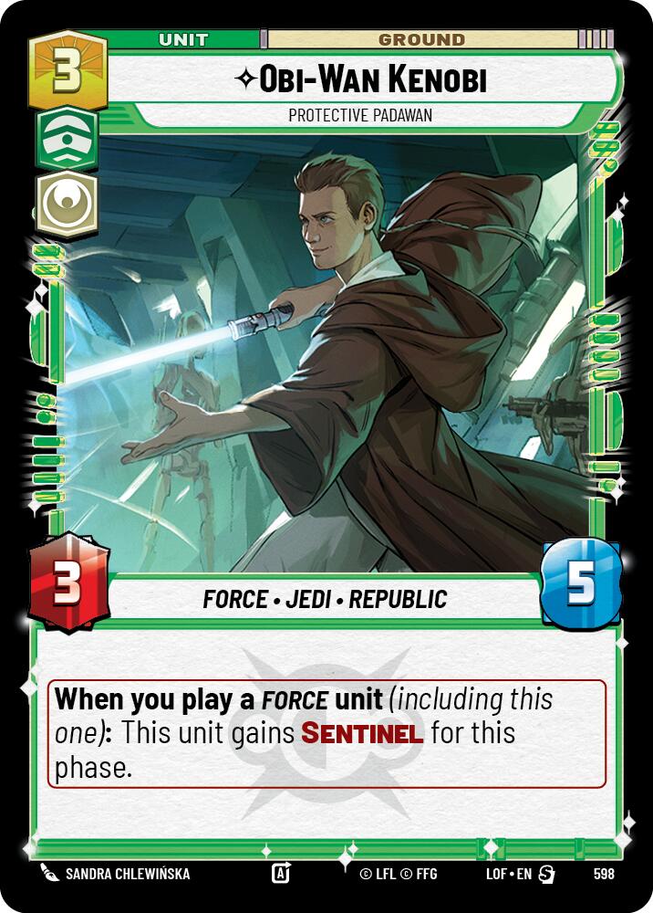 Obi-Wan Kenobi - Protective Padawan (598) (Foil) (598) [Legends of the Force] | Shuffle n Cut Hobbies & Games