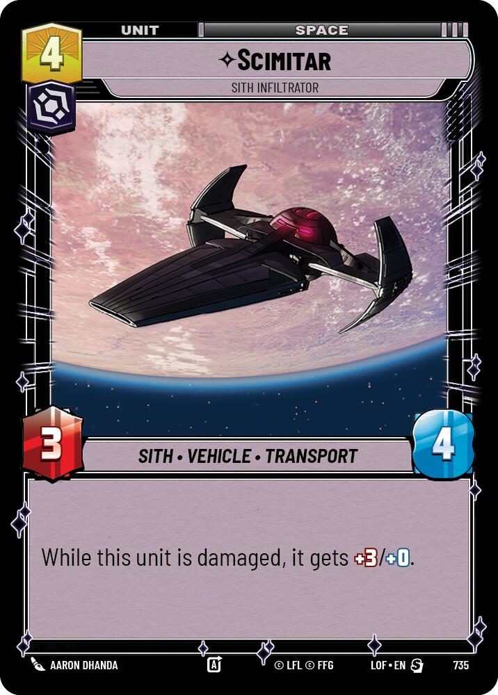 Scimitar - Sith Infiltrator (735) (Foil) (735) [Legends of the Force] | Shuffle n Cut Hobbies & Games