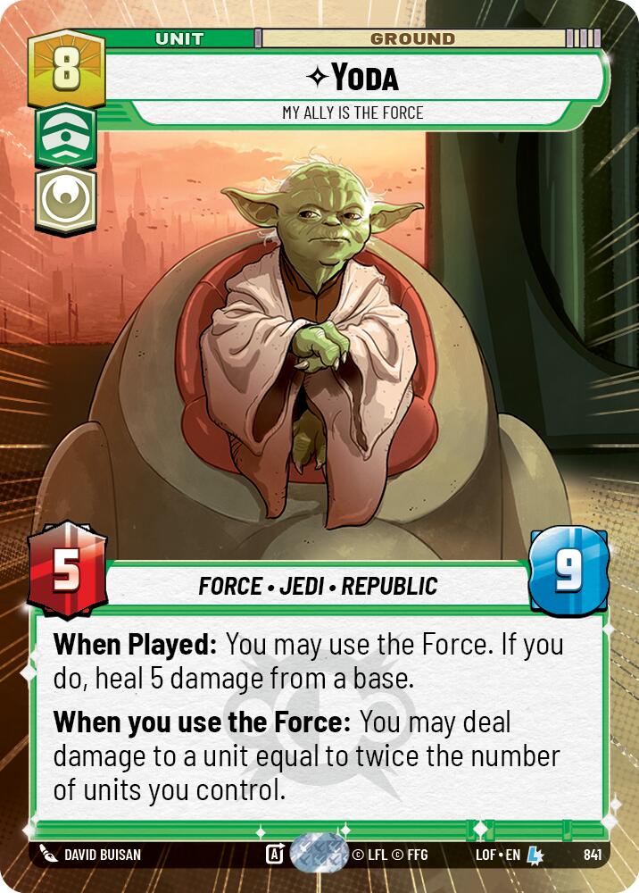 Yoda - My Ally is the Force (841) (Hyperspace Foil) (841) [Legends of the Force] | Shuffle n Cut Hobbies & Games