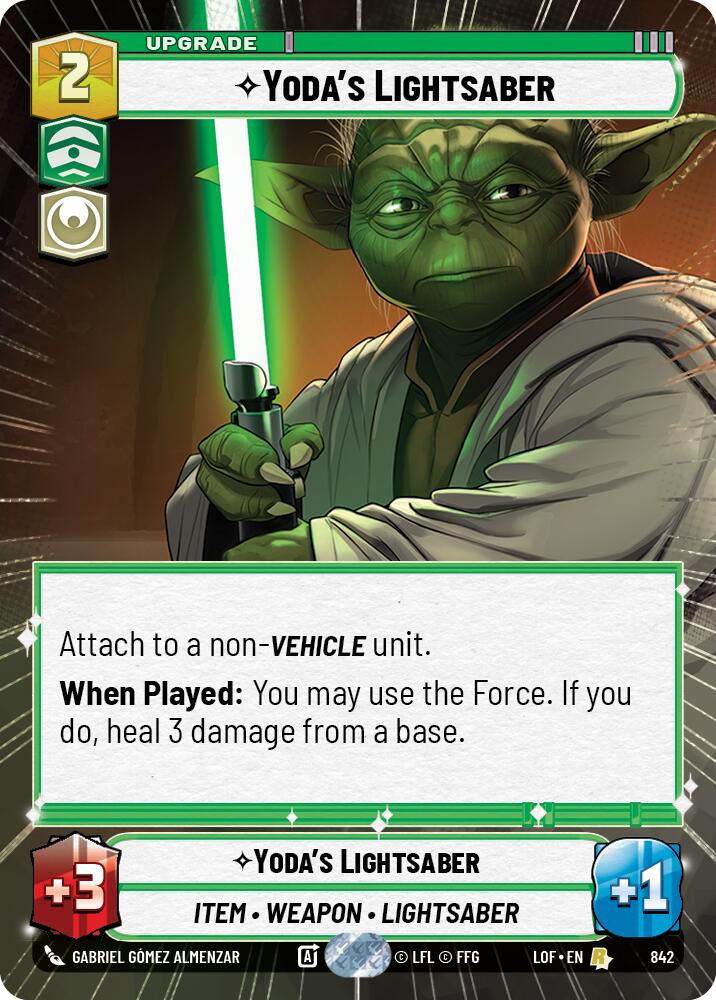 Yoda's Lightsaber (842) (Hyperspace Foil) (842) [Legends of the Force] | Shuffle n Cut Hobbies & Games