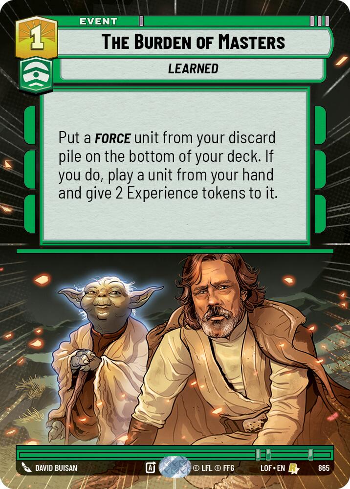 The Burden of Masters (865) (Hyperspace Foil) (865) [Legends of the Force] | Shuffle n Cut Hobbies & Games